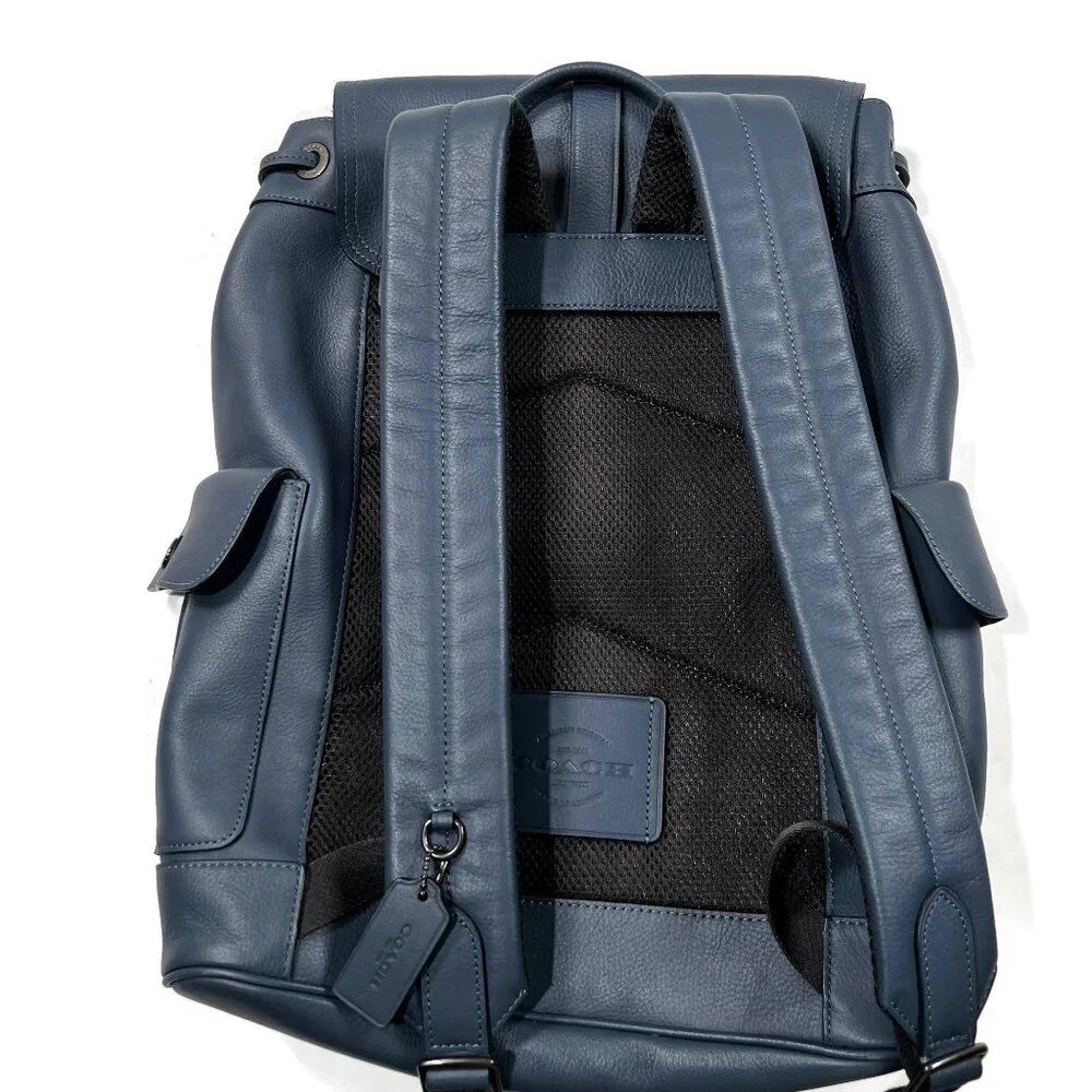 Coach Hudson‎ Leather Backpack Teal Blue Bucket School Work Briefcase Office